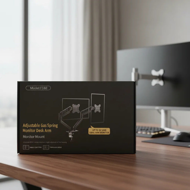 Soporte Doble Para Monitor De Pc Con Brazos Giratorios Negro