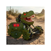 Carro Dinosaurio Control Remoto Humo Luces Música Color Verde