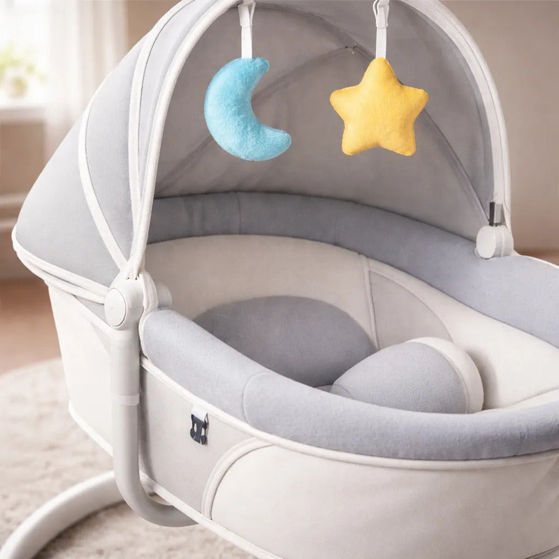 Silla Eléctrica Mecedora Bluetooth Bebé Movimiento Lateral Gris Liso