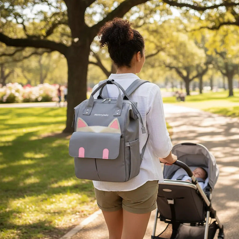 Bolso Pañalera Multifuncional Bebe Mochila Gatico Ref 1403