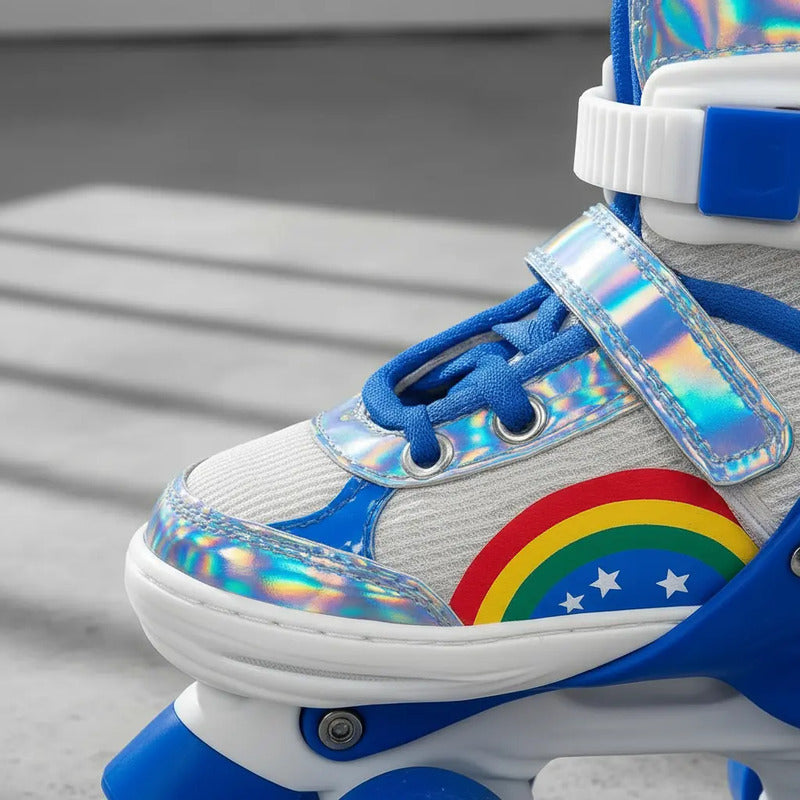 Patines Ajustable Con Luz Y Diseño De Arcoíris Niños Pt-03