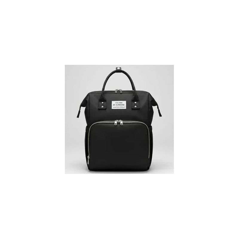 Pañalera Multifuncional Bebe Mochila Con Puerto Usb 10984-1 Negro Liso