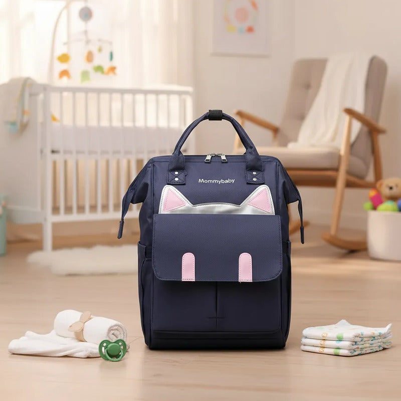 Bolso Pañalera Multifuncional Bebe Mochila Gatico Ref 1403