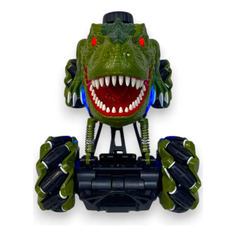 Carro Dinosaurio Control Remoto Humo Luces Música Color Verde