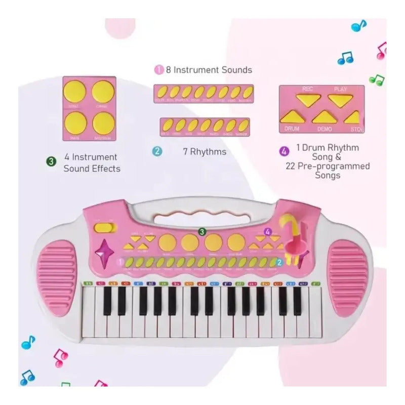 Karaoke Piano Organeta Teclado Luces Microfono Niños