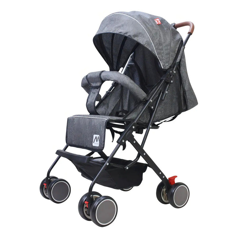 Coche Paseador Liviano Fino Tipo Maleta Mas Toldillo 8078 Color Gris Estructura Negro