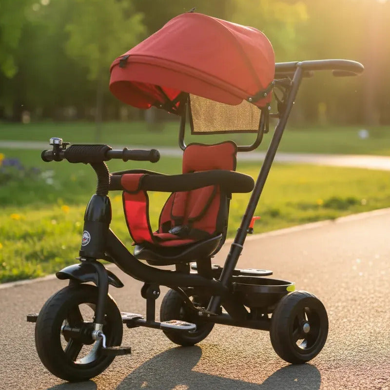 Triciclo Paseador Con Guía Bebe Infantil  Paseador 6041 Rojo