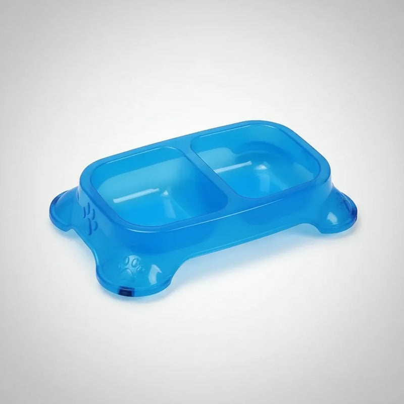 Comedero Para Perros Patitas Doble Pl2-az