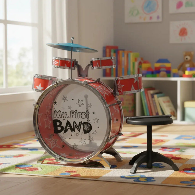 Set Batería Musical Tambores + Silla Niños Percusión M6302