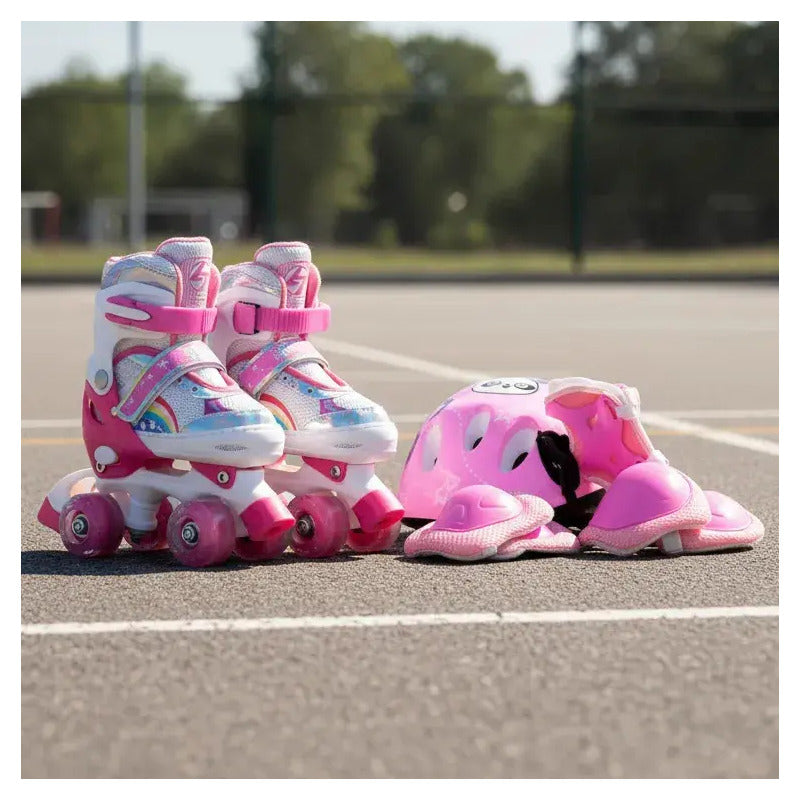 Patines Ajustable Con Luz Y Diseño De Arcoíris Niños Pt-03