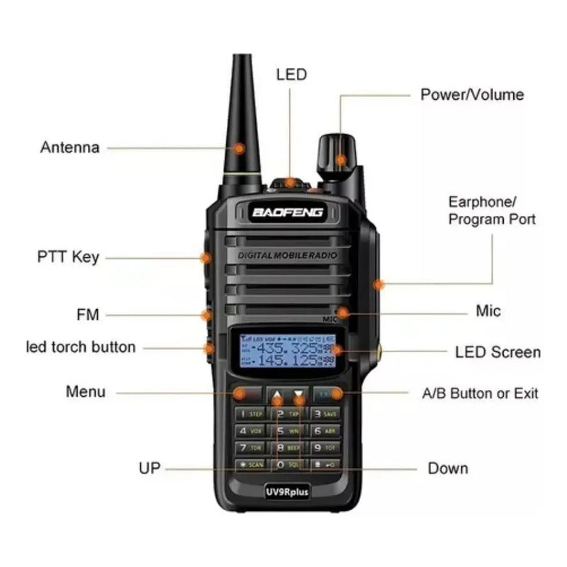 Radio Baofeng Uv-9r Plus Walkie Talkie Uhf X1 Color Negro Negro