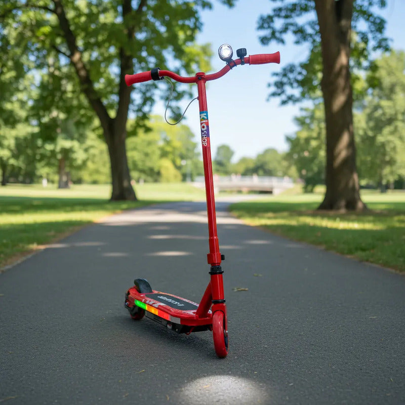 Patineta Scooter Eléctrico Con Luces Kidshop Pt10 Color Rojo