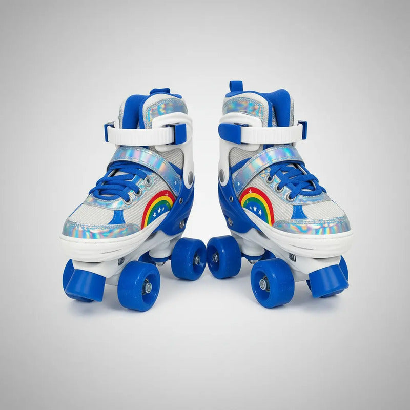 Patines Ajustable Con Luz Y Diseño De Arcoíris Niños Pt-03