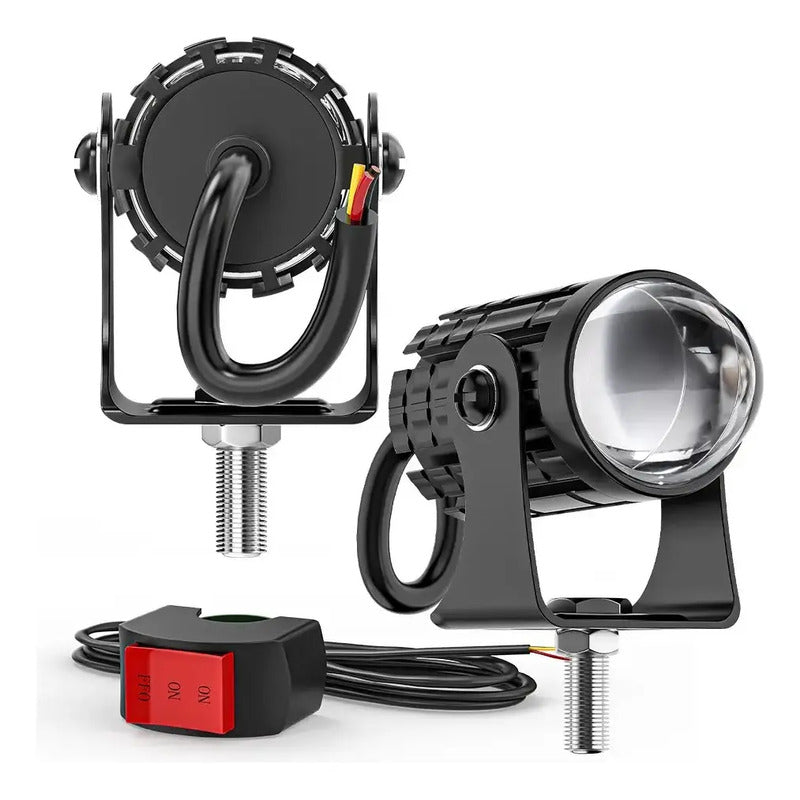 Kit Exploradoras Proyector Nitro Led Luz Bi Color Moto Carro Blanco-amarillo