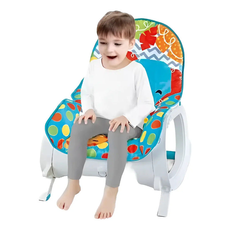 Silla Mecedora Vibradora Con Bandeja + Toldillo Azul Verdoso
