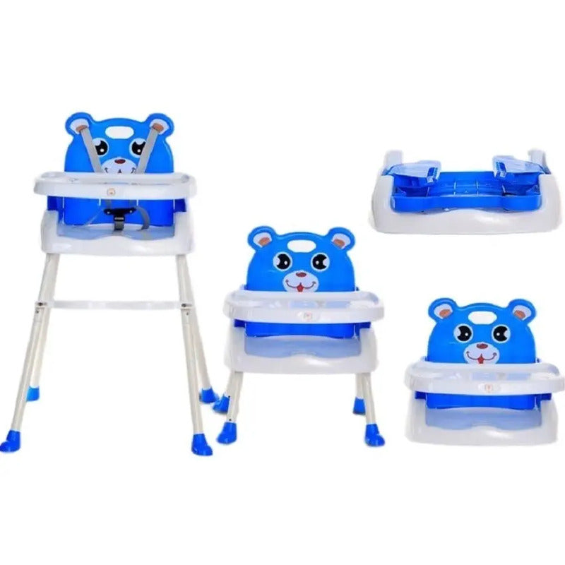 Silla Comedor Para Bebe Portátil Niños 4 En 1 Color Azul Liso