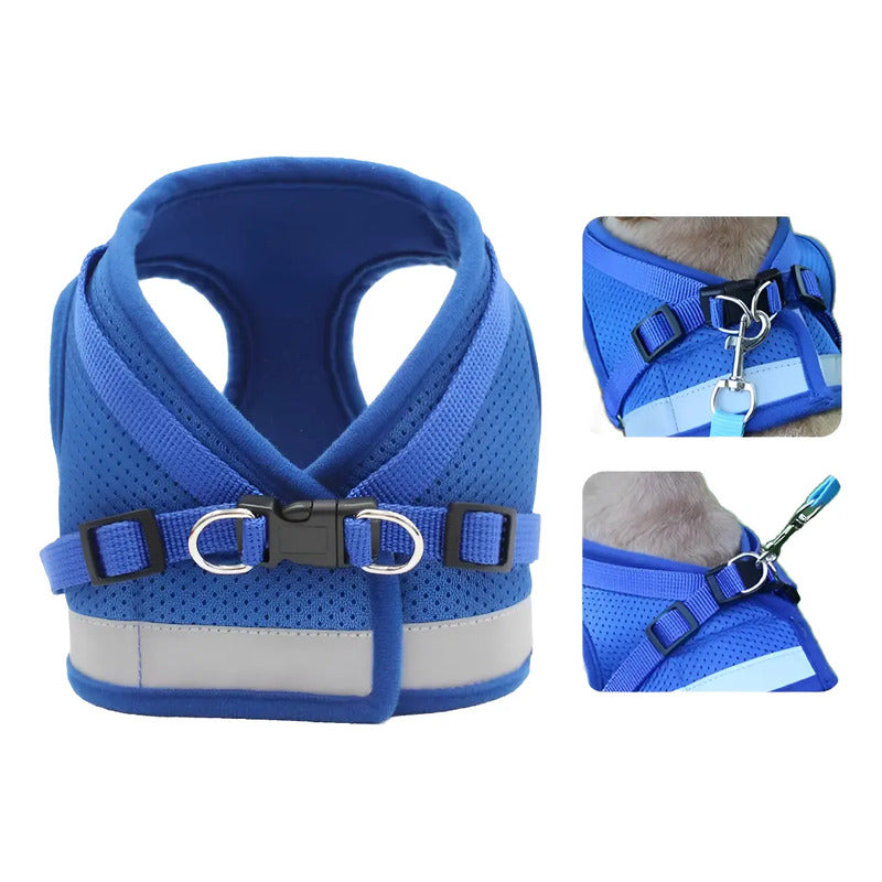 Arnés Pechera Correa Collar Ajustable Para Perros Y Gatos