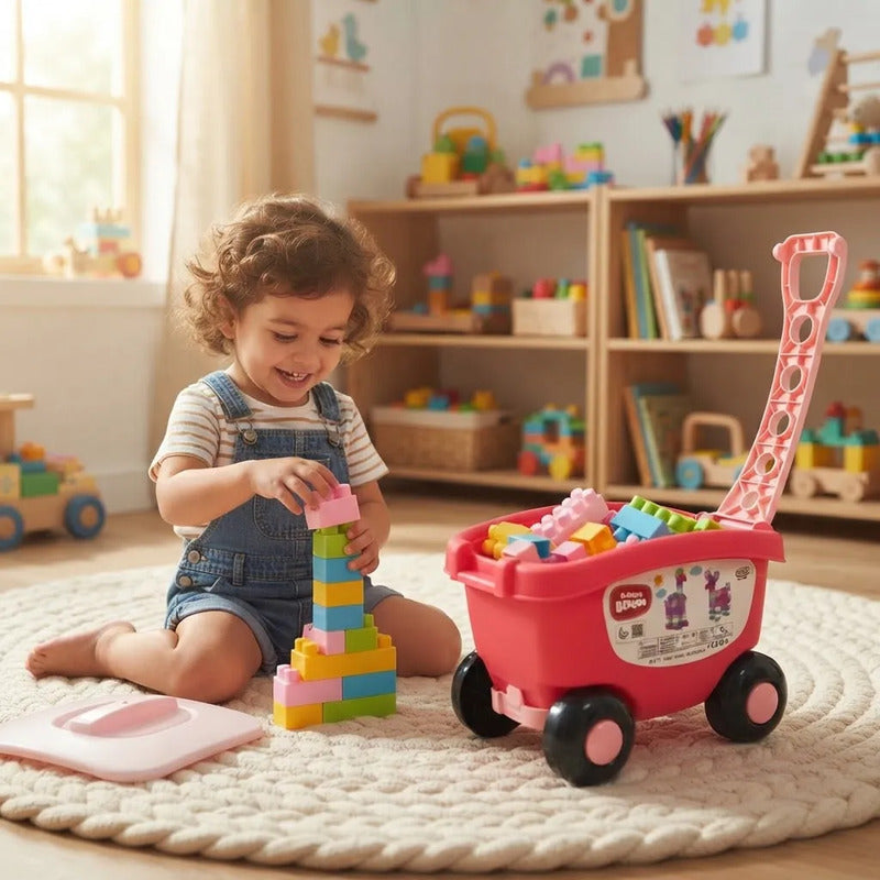 Armatodo Bloques Construcción 140 Piezas Con Carro Juguete 140 Carrito Rosado