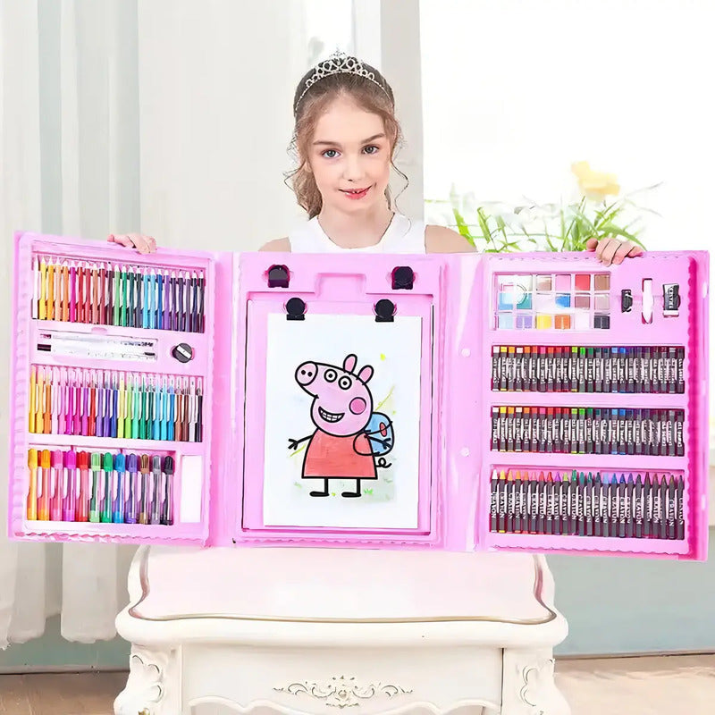 Super Mega Art Set 208 Piezas Crayon Lavable Incluye Estuche Rosa