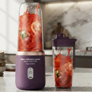 Mini Licuadora Portátil Con Doble Vaso 400ml Morado 12v