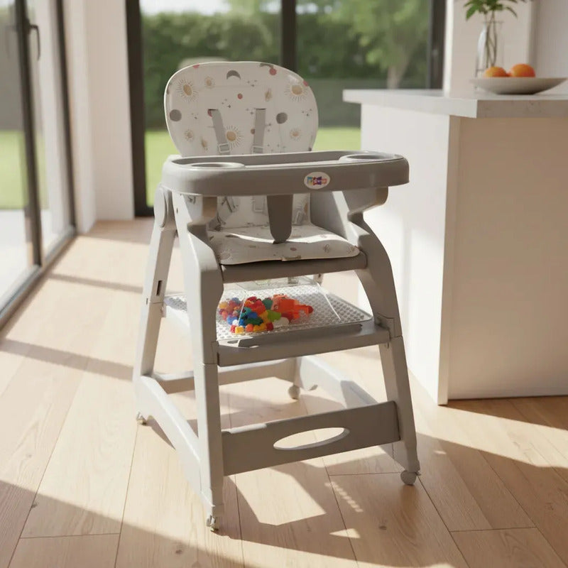 Silla Comedor Escritorio Multifuncional 3 En 1 Bebes O Niños Gris