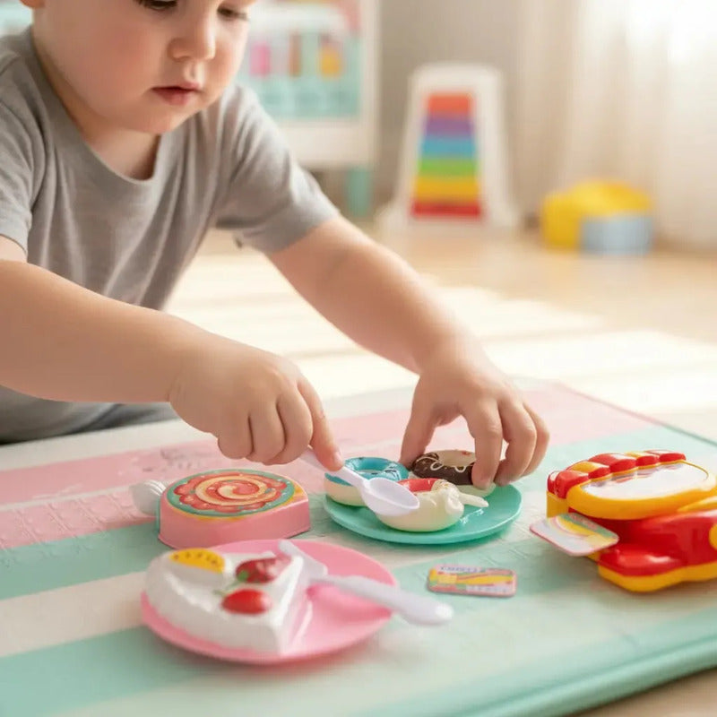 Set De Cocina De Juguete Para Niños, 13 Piezas Con Tartas Y Verduras Colores