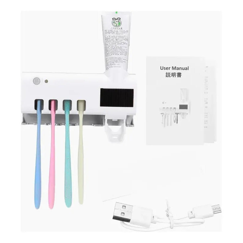 Soporte Esterilizador Uv Cepillo De Dientes Dispensador Crem