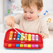 Juguete Musical Para Piano Rojo Con 8 Teclas, 2 En 1, Xilófono - Qg Imports