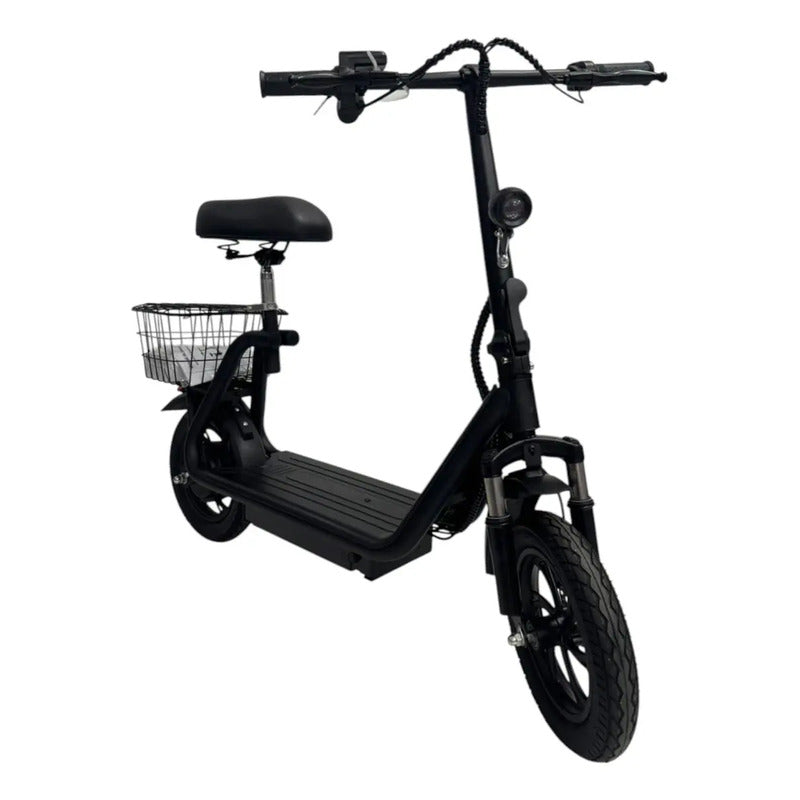 Monopatin Electrico Con Canasto Y Asiento 25 Km/h 350w Sg05 Color Negro