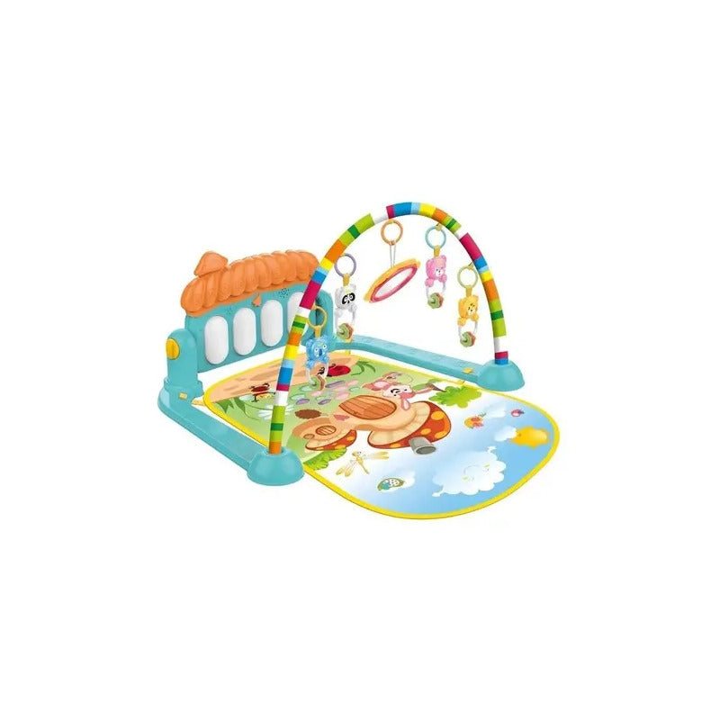 Gimnasio Piano Manta Con Sonajeros Para Bebes Y Con Sonidos Color Celeste Expreso Polar