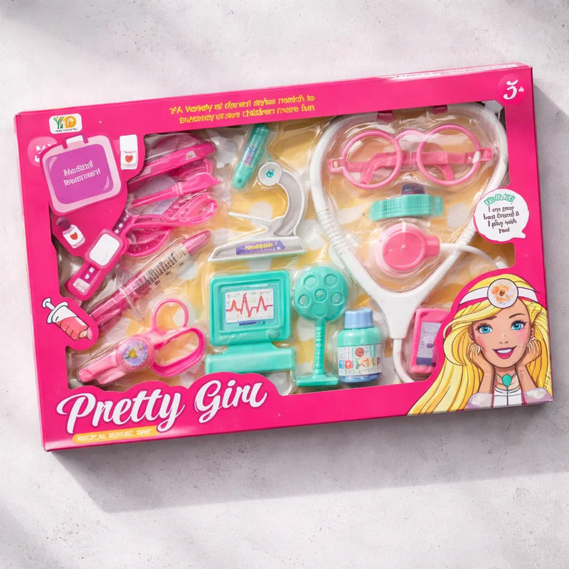 Set Doctora Estetoscopio Utensilio Juguete Niña X1250-1 Rosa