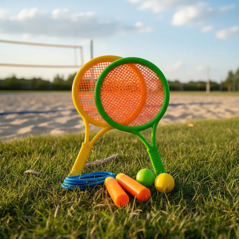 Juego De Raqueta,pelota Y Cuerda Para Saltar  X-5237