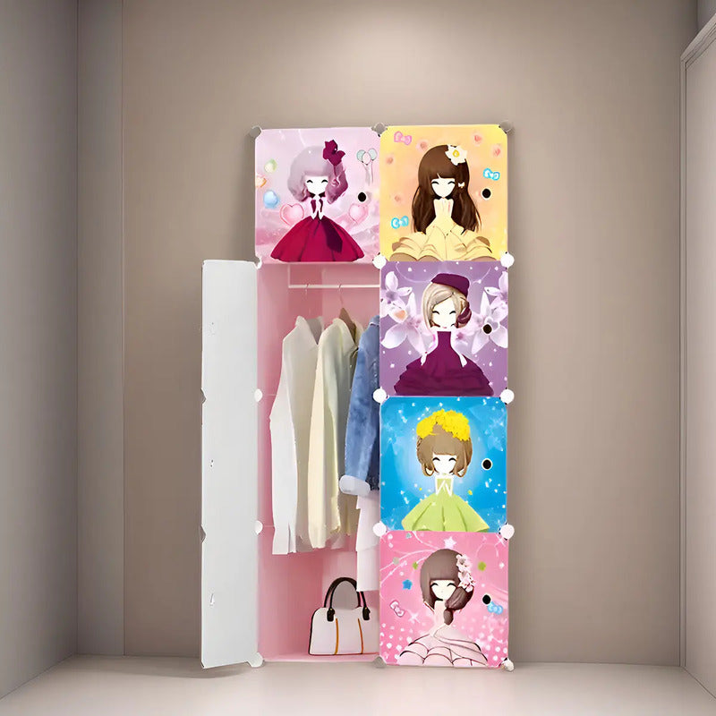 Clóset Infantil M&k Rosa 8 Puertas Organizador Ropa Juguetes Plástico 147x47x75 Cm