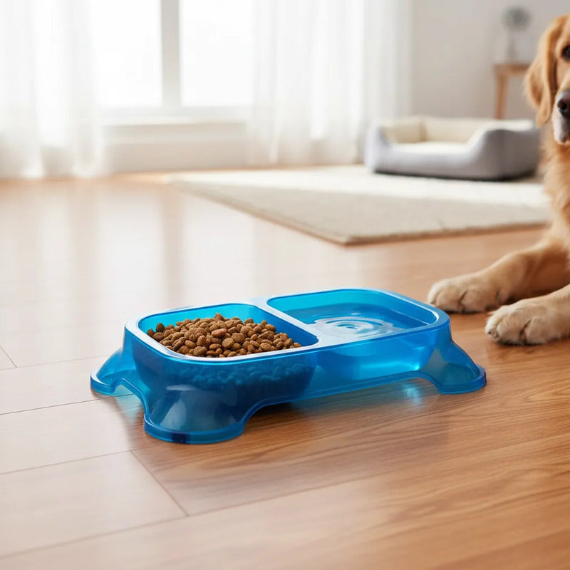 Comedero Para Perros Patitas Doble Pl2-az