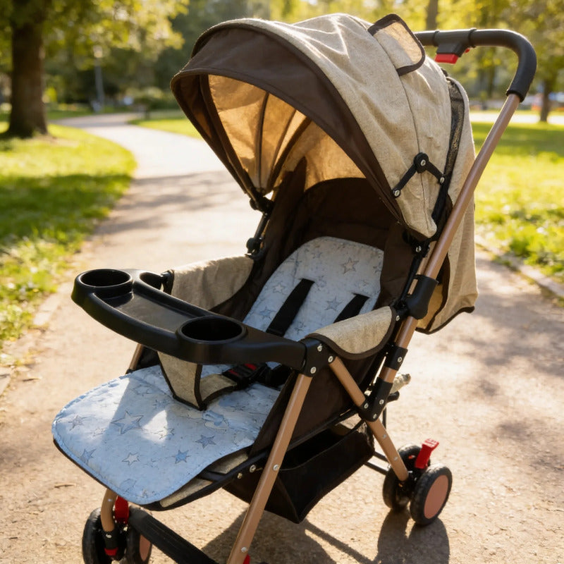 Coche Paseador Para Bebe Facil De Cerrar Y Reversible 803-7 Beis Dorado