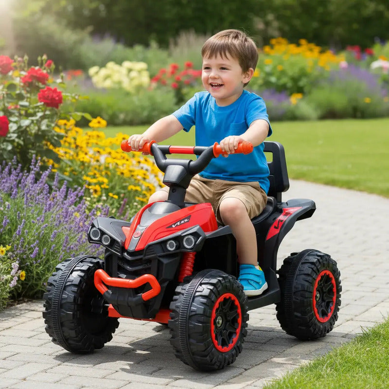 Cuatrimoto Infantil Electrica Musical Luces Bluetooth Kb007 Color Rojo