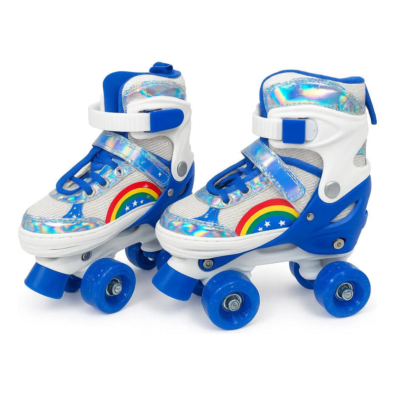 Patines Ajustable Con Luz Y Diseño De Arcoíris Niños Pt-03