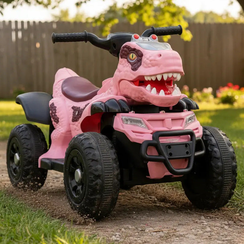 Cuatrimoto Eléctrica Niños Musica Luces Dino Mt003 Color Rosa Claro