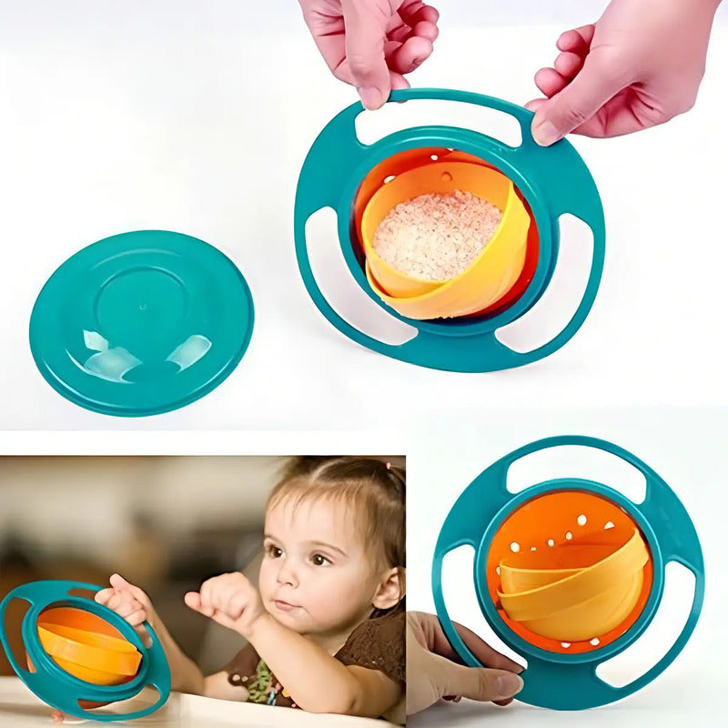 Plato Antiderrame 360 Niños Bebe Taza Color Azul/salmon
