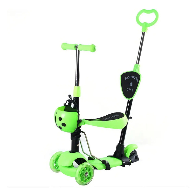 Patineta Scooter Mariquita Infantil Verde Ruedas 20cm Asiento Ajustable Ladybug