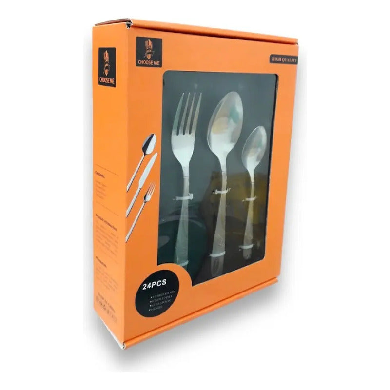 Set Cubiertos 24 Piezas Acero Inoxidable Gourm Gris Gris