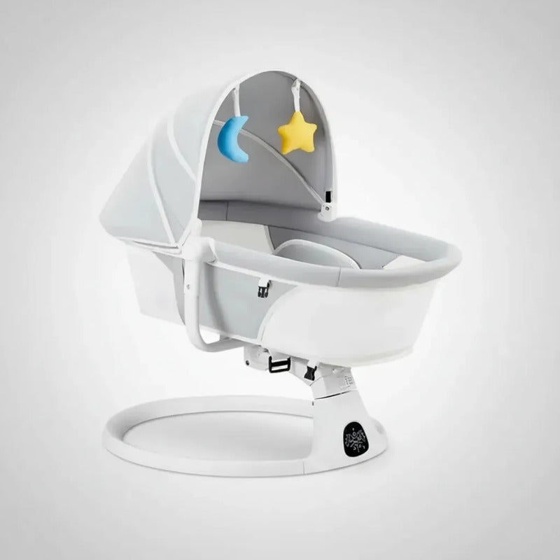 Silla Eléctrica Mecedora Bluetooth Bebé Movimiento Lateral Gris Liso