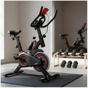 Bicicleta Estática Fitness Station Sport 2024 Spinning Color Negro/rojo