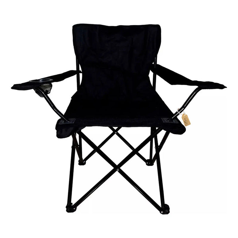 Silla Plegable Y Portátil Para Campamento, Playa Color Negro