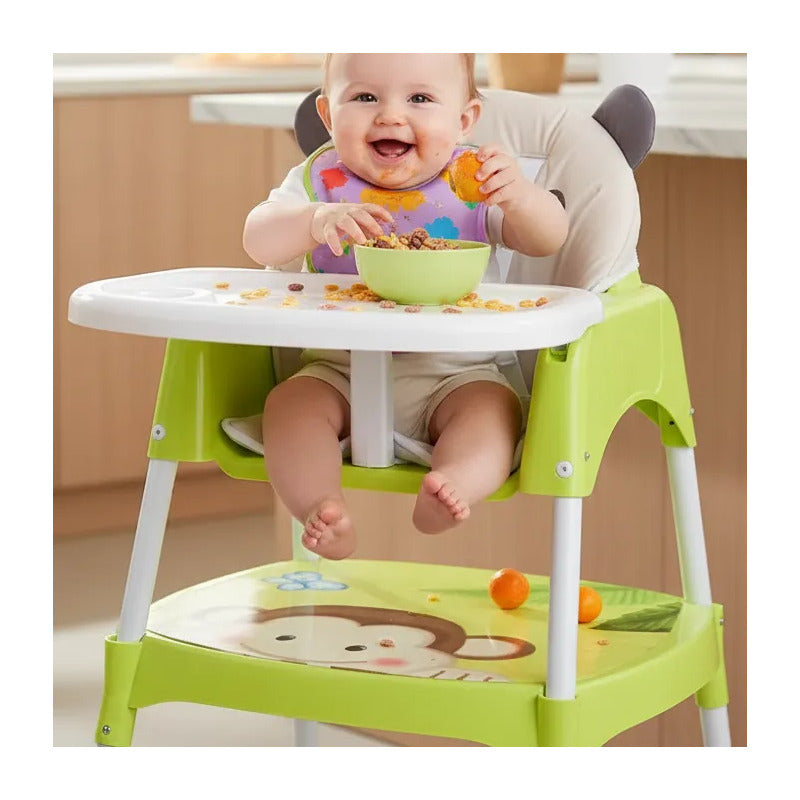 Silla Comedor Y Escritorio Para Bebe + Cojin Acolchado Oso