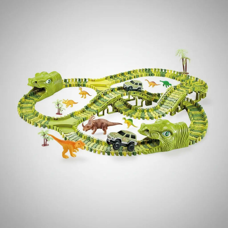 Pista Flexible De Dinosaurios Para Niños 240 Piezas Verde
