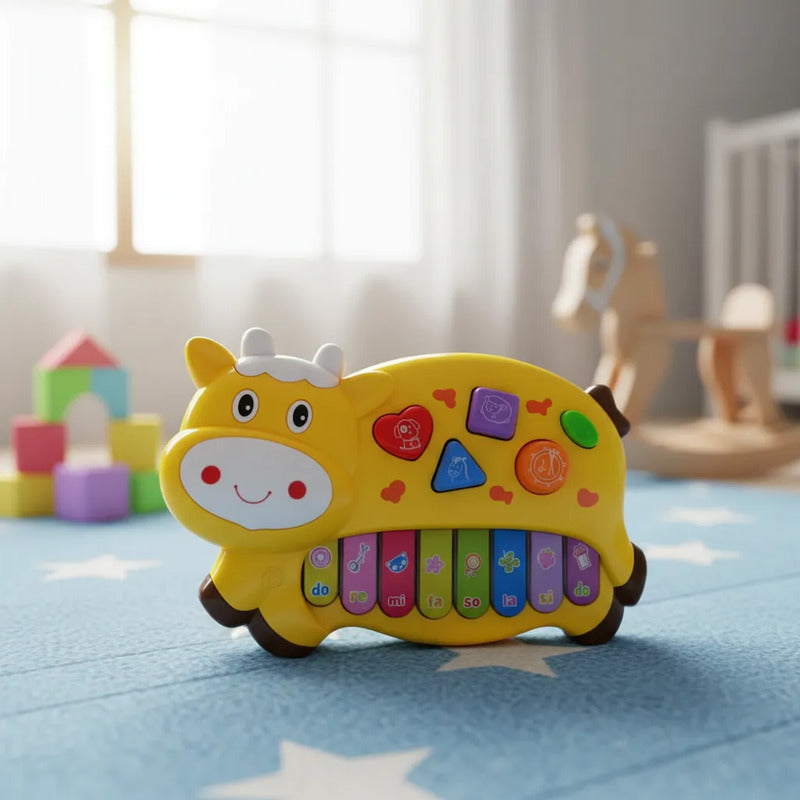 Piano Teclado Musical Derocha Juguete Vaquita Niño Bebé Amar