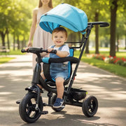 Triciclo Paseador Con Guía Bebe Infantil  Paseador 6041 Azul