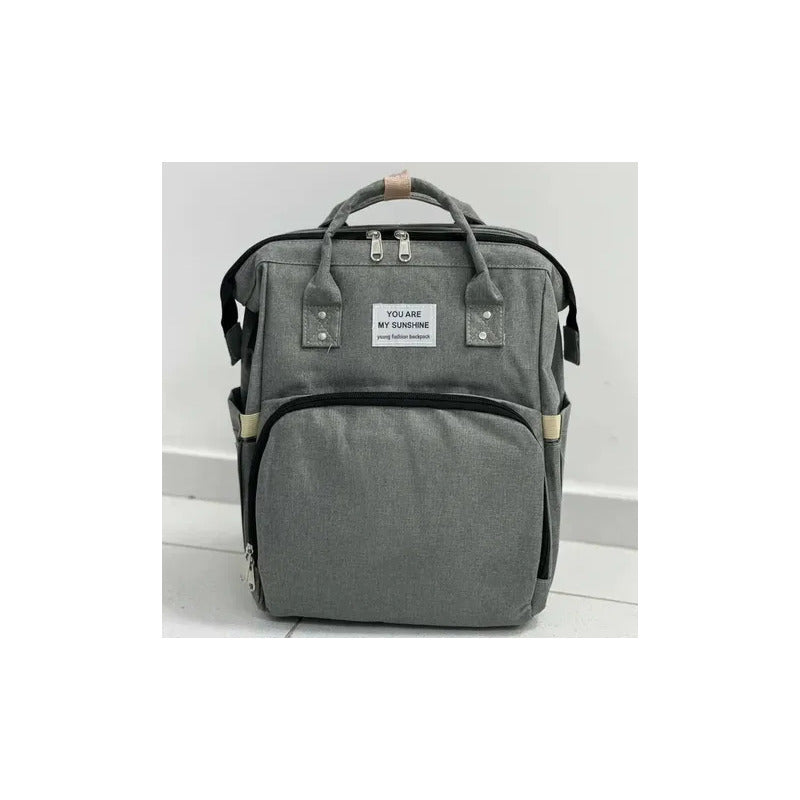 Pañalera Multifuncional Bebe Mochila Con Puerto Usb 10984-1 Gris Claro Liso