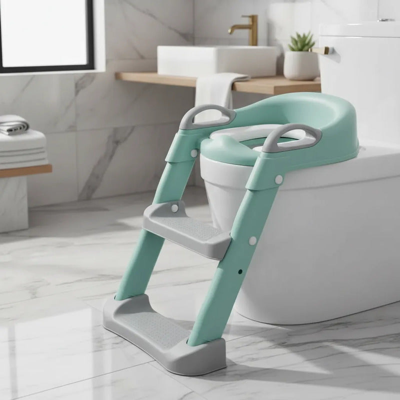 Escalera Baño Entrenamiento Inodoro Niños Os1 Rosado Verde